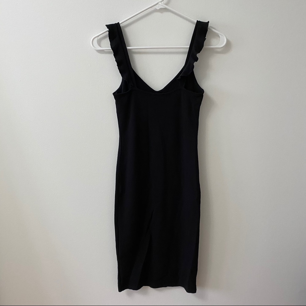 FOREVER 21 BLACK BODYCON RUFFLE STRAP DRESS - Picture 5 of 7